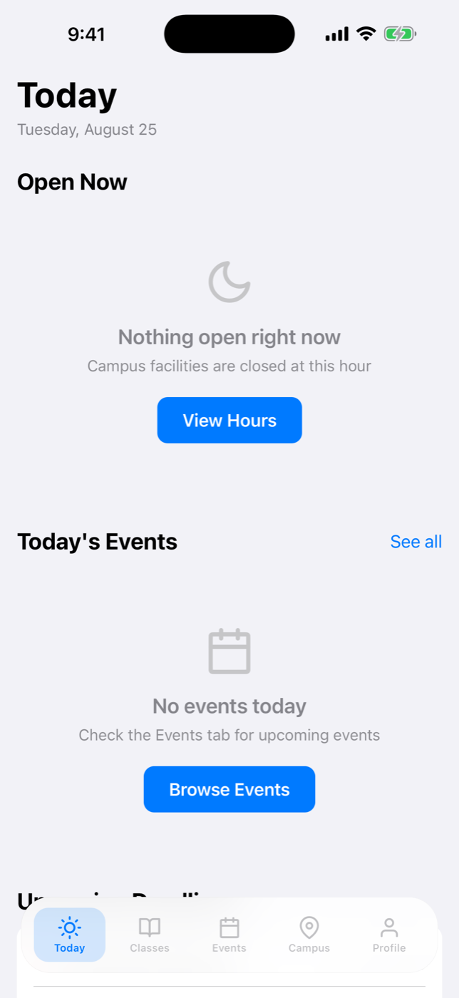 Screenshot of the Today tab